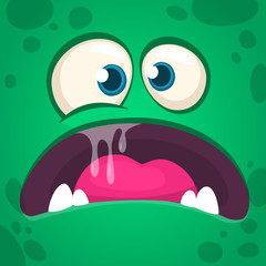 Cool angry cartoon monster. Vector Halloween monster avatar for print. Illustration isolated