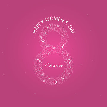 Creative 8 March logo vector design with International women's day icon.Women's day symbol.Minimalistic design for international women's day concept.Vector illustration