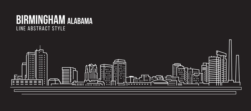 Cityscape Building Line art Vector Illustration design - Birmingham city Alabama
