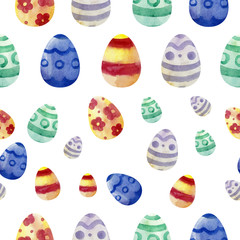 Easter eggs watercolor pattern