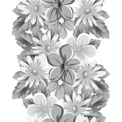 abstract monochrome seamless pattern of flowers. for card designs, greeting cards, birthday invitations, Valentine's day, party, holiday.