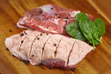 Raw duck breast for cooking