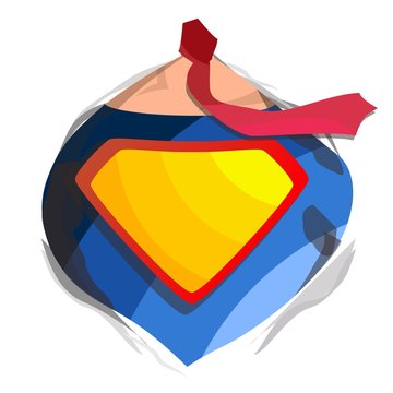 Superhero Logo Vector. Diamond Shield Symbol Shape. Badge Super Powers. Flat Cartoon Comic Illustration