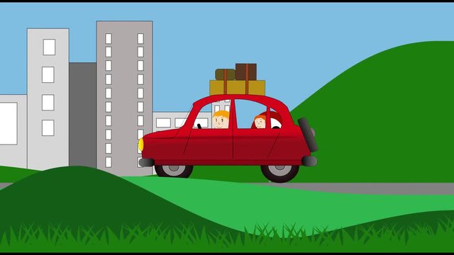 holidaymaker on the road in France , limit speed 80km/h