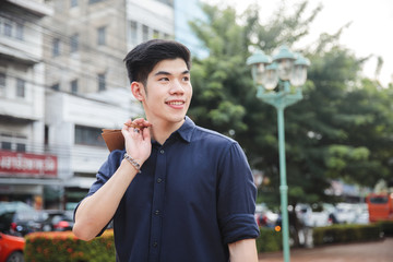 Fototapeta premium Young asian male shopping