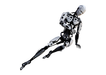 3D Rendering Male Robot on White