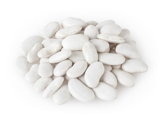 Heap of white beans isolated on white background with clipping path