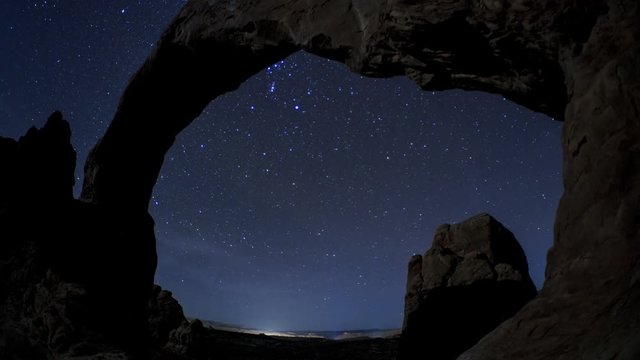 Arches National Park, Utah Orion Moonrise  Night Timelapse