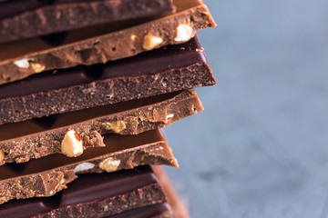 Chocolate stack. Nut chocolate