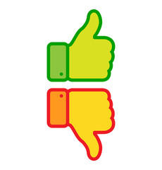 Fototapeta premium Set of colorful red green thumb up icons, business web thumb up icons vector illustration. Vector illustration.