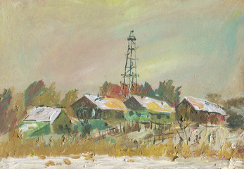 village in siberia in winter