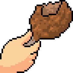 vector pixel art eat chicken