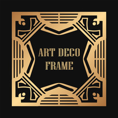 Vintage retro golden frame in Art Deco style. Template for design