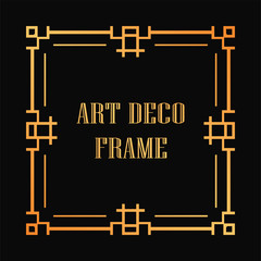 Vintage retro golden frame in Art Deco style. Template for design