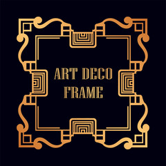 Vintage retro golden frame in Art Deco style. Template for design