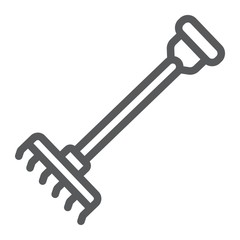 Rake line icon, farming and agriculture, garden tool sign vector graphics, a linear pattern on a white background, eps 10.
