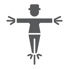 Scarecrow glyph icon, farming and agriculture, guard sign vector graphics, a solid pattern on a white background, eps 10.