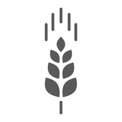 Wheat ear glyph icon, farming and agriculture, grain sign vector graphics, a solid pattern on a white background, eps 10.