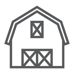 Farm barn line icon, farming and agriculture, farm hangar sign vector graphics, a linear pattern on a white background, eps 10.