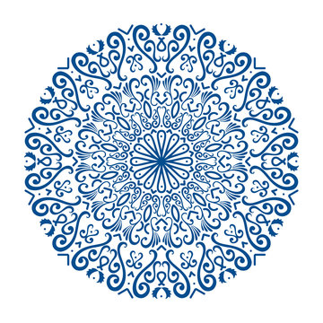 Oriental vector round ornament with arabesques elements