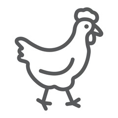 Chicken line icon, farming and agriculture, animal bird vector graphics, a linear pattern on a white background, eps 10.