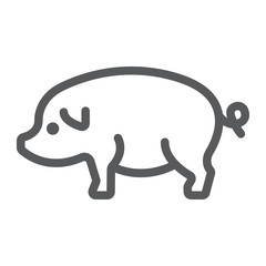 Pig line icon, farming and agriculture, pork meat vector graphics, a linear pattern on a white background, eps 10.