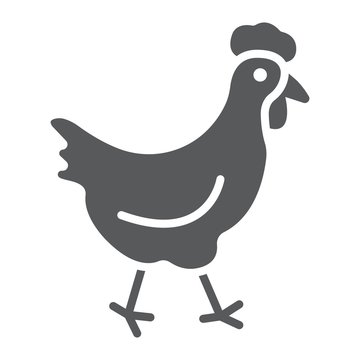 recommend clip art: Chicken glyph icon, farming and agriculture, animal bird vector graphics, a solid pattern on a white background, eps 10.