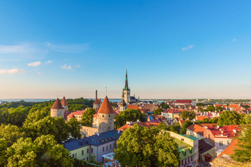 Fototapeta na wymiar Panorama Panoramic Scenic View Landscape Old City Town Tallinn In Estonia