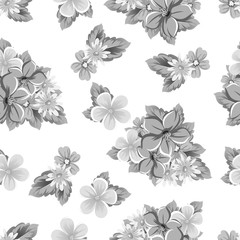 abstract monochrome seamless pattern of flowers. for card designs, greeting cards, birthday invitations, Valentine's day, party, holiday.