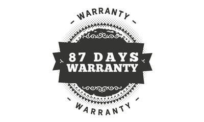 87 days warranty icon vintage rubber stamp guarantee
