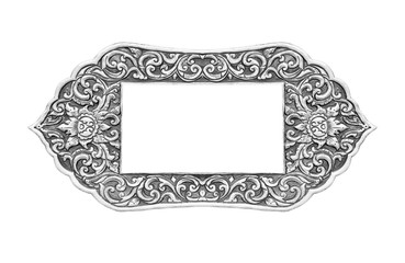 old decorative frame - handmade, engraved - isolated on white background