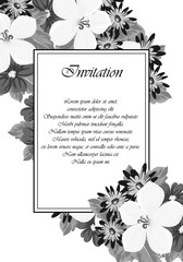 Frame monochrome of flowers. for card designs, greeting cards, birthday invitations, Valentine's day, party, holiday.