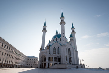 Fototapeta na wymiar Qolsharif Mosque in Kazan Kremlin in winter, Tatarstan, Russia