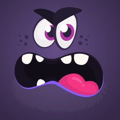 Cool cartoon monster face. Vector illustration