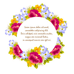 Frame of flowers. for card designs, greeting cards, birthday invitations, Valentine's day, party, holiday.