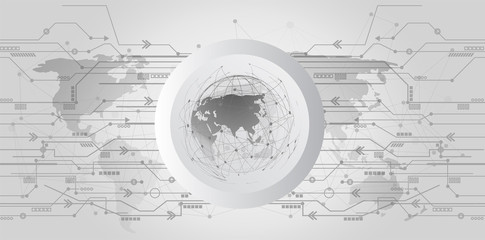 Global network connections icon points and lines with social connection and networking concept of global business