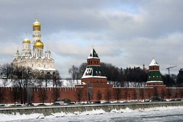Moscow Kremlin. Color winter photo.