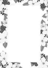 Frame monochrome of flowers. for card designs, greeting cards, birthday invitations, Valentine's day, party, holiday.