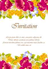 Frame of flowers. for card designs, greeting cards, birthday invitations, Valentine's day, party, holiday.