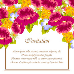 Frame of flowers. for card designs, greeting cards, birthday invitations, Valentine's day, party, holiday.