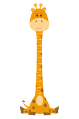 meter wall giraffe. giraffe isolated drawing with measures to know the height of your child