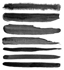 Watercolour. Set of abstract black watercolor stroke backgrounds.