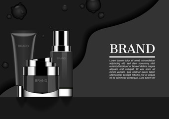 Cosmetic set with gray mud background and template