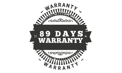 89 days warranty icon vintage rubber stamp guarantee