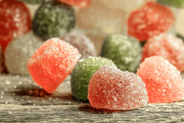 close-up of marmalade candies, sweets beautiful