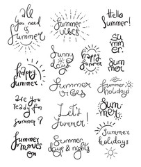 Summer lettering and symbols