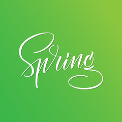 Spring - hand lettering phrase. Vector.