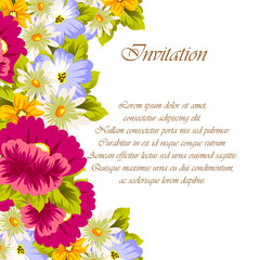 Frame of flowers. for card designs, greeting cards, birthday invitations, Valentine's day, party, holiday.