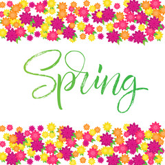 Spring - hand lettering phrase. Vector.