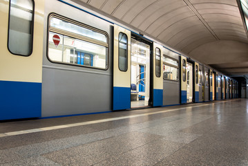 Metro train on platform